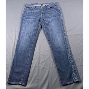 Eddie Bauer Womens Boyfriend Slim Jeans Blue Embroidered Side Seam Size 8